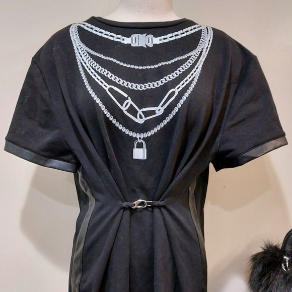 💥EDGY CHIC💥Manière De Voir  CHAIN NECKLACE DETAIL T-SHIRT DRESS - Picture 7 of 16
